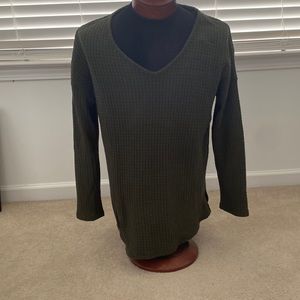 Green waffle sweater
